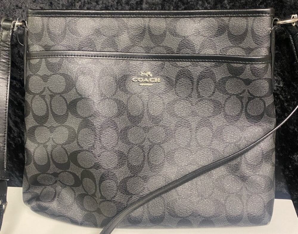Black Crossbody Coach Signature Coated Finish Bag